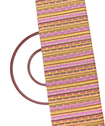 pink and yellow stripe print georgette fabric b103 4297